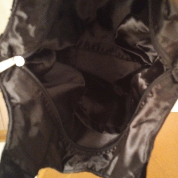 NWOT Black Velvet Shoulder Bag/Tote, Gold Sequins & Beads - Picture 8 of 13